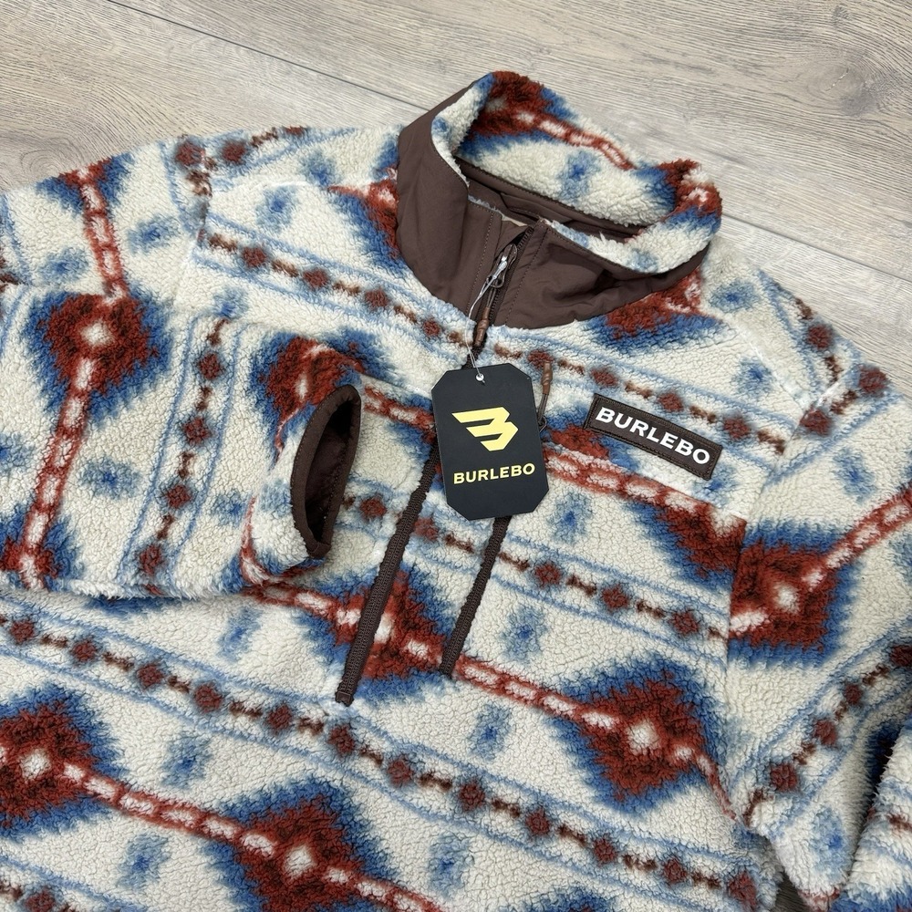 NWT Burlebo Mountain Fleece Southwestern Aztec Men's‎ Sz S Preppy 1/4 Zip